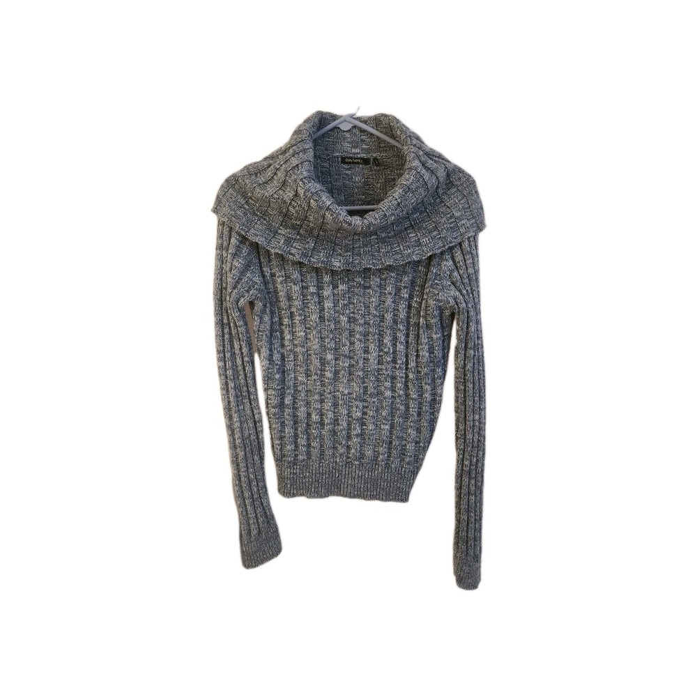 Daisy Fuentes BLUE Cowl Neck  Chuncky Sweater Women's M Cotton Blend‎ Y2K